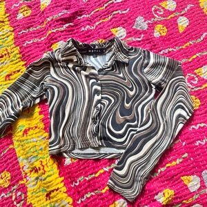 Motel Rocks Black and White Swirl Button Down Shirt